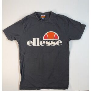 Ellesse Logo Tee Mens Medium Black Spellout Graphic Streetwear Shirt